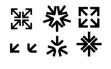 Oklar vektör illüstrasyonunu ayarla, ok simgesini genişlet, tam ekran simgesi