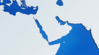 Suudi Arabistan 'ın ulusal bayraklı 3d haritası, dünya haritasından uzaklaşıyor ve yakınlaşıyor