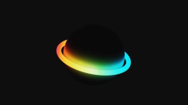 Gradyan Neon Halkası Yörüngeleri küresel 3D döngü animasyonu etrafında hareket ediyor