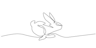 Minimalist doğrusal tarzda tavşanın sürekli çizimi.