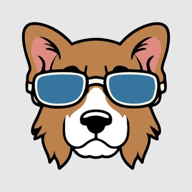 Güneş gözlüklü şirin köpek vektörü, Vektör illüstrasyonu