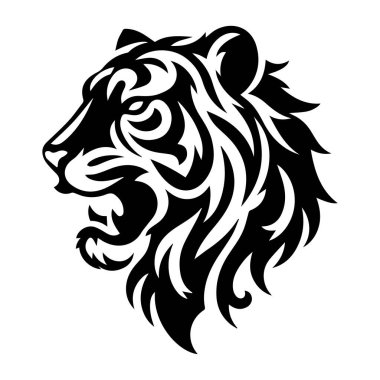 Kaplan Kükreyen Kaplan logosu. Beyaz bir arka planda kaplan hırıldayan sırıtan vektör çizimi. Güzel nefes kesici kaplan