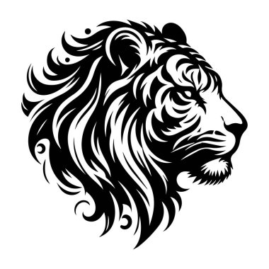 Kaplan başlı siluet vektör çizimi. Beyaz bir arka planda kaplan hırıldayan sırıtan vektör çizimi. Güzel nefes kesici kaplan