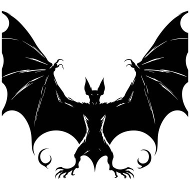 Cadılar bayramı yarasa silueti vektör tasarımı beyaz arkaplanda izole edildi. Siyah cadılar bayramı yarasa vektörü. Cadılar Bayramı çizimi olarak yarasa silueti tasarımı, ürpertici vektör