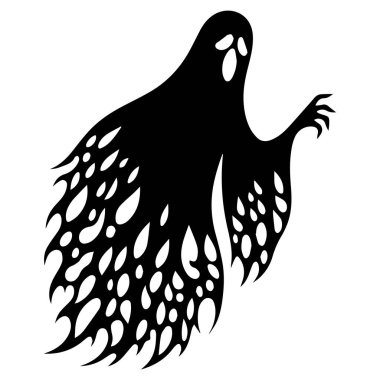 Hayalet silueti, Cadılar Bayramı hayaletleri, hayalet gece gölgeleri. Korkunç hayaletler düz vektör çizimleri