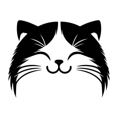 Kedi kafası siluet vektör çizimi, kedi kafası logo tasarımı sembol vektör şablonu. Siluet şirin kedi kafası logo taşıyıcı illüstrasyonu