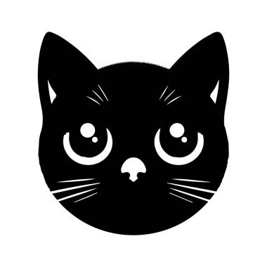 Kedi kafası siluet vektör çizimi, kedi kafası logo tasarımı sembol vektör şablonu. Siluet şirin kedi kafası logo taşıyıcı illüstrasyonu