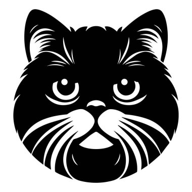 Kedi kafası siluet vektör çizimi, kedi kafası logo tasarımı sembol vektör şablonu. Siluet şirin kedi kafası logo taşıyıcı illüstrasyonu