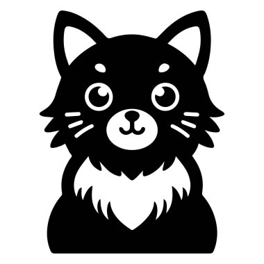 Kedi kafası siluet vektör çizimi, kedi kafası logo tasarımı sembol vektör şablonu. Siluet şirin kedi kafası logo taşıyıcı illüstrasyonu