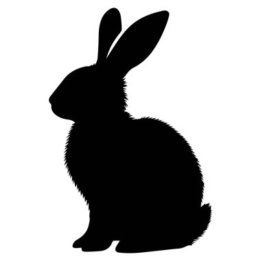 Beyaz arka planda izole edilmiş tavşan silueti, siyah-beyaz tavşan silueti, tavşan vektör çizimi, tavşan silueti, izole edilmiş hayvan silueti vektör ilüeti, png, tavşan ikonu, çizgi film tavşanı