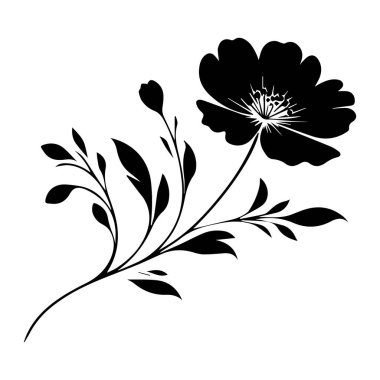 Otlar ve yabani çiçeklerle otlar, çiçek tarlalarının izole edilmiş silueti. Yatay kenar, çiçek ve siluet seti. El çizimi çiçek desenleri bahçe çiçekleri ve beyaz arka planda izole edilmiş yapraklar.