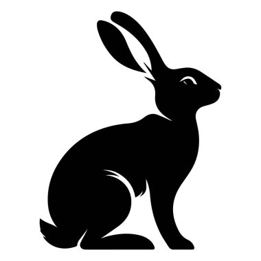 Beyaz arka planda izole edilmiş tavşan silueti, siyah-beyaz tavşan silueti, tavşan vektör çizimi, tavşan silueti, izole edilmiş hayvan silueti vektör ilüeti, png, tavşan ikonu, çizgi film tavşanı