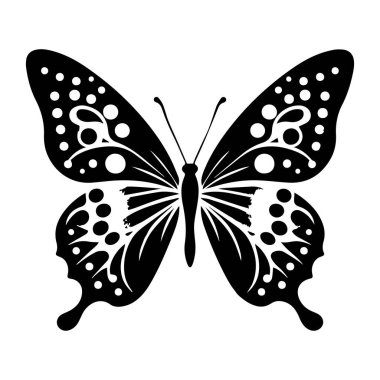 Bohem siyah-beyaz siluet çizimi ile kelebek silueti, bohem, bohem, beyaz arka planda doğa çizimi, bohem tarzında siyah-beyaz kelebek çizimi