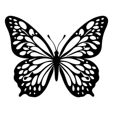 Bohem siyah-beyaz siluet çizimi ile kelebek silueti, bohem, bohem, beyaz arka planda doğa çizimi, bohem tarzında siyah-beyaz kelebek çizimi