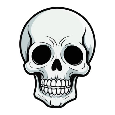 Siyah ve Beyaz Kafatası İllüstrasyonu. Ayrıntılı Çizgi Sanatı. Ayrıntılı Siyah ve Beyaz Kafatası Çizimi. Eski insan kafatası konsepti