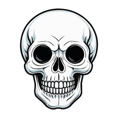 Siyah ve Beyaz Kafatası İllüstrasyonu. Ayrıntılı Çizgi Sanatı. Ayrıntılı Siyah ve Beyaz Kafatası Çizimi. Eski insan kafatası konsepti