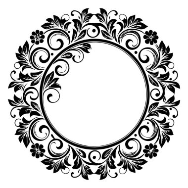 Zarif Dairesel Çiçek Çerçevesi, Süslü Vintage Sınır Tasarımı, Yalıtılmış Çiçeklerin Yuvarlak Vektör Çerçevesi