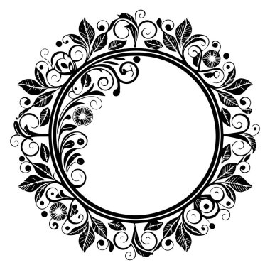 Zarif Dairesel Çiçek Çerçevesi, Süslü Vintage Sınır Tasarımı, Yalıtılmış Çiçeklerin Yuvarlak Vektör Çerçevesi