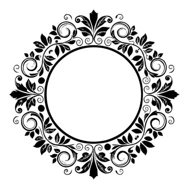 Zarif Dairesel Çiçek Çerçevesi, Süslü Vintage Sınır Tasarımı, Yalıtılmış Çiçeklerin Yuvarlak Vektör Çerçevesi