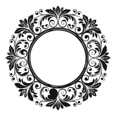 Zarif Dairesel Çiçek Çerçevesi, Süslü Vintage Sınır Tasarımı, Yalıtılmış Çiçeklerin Yuvarlak Vektör Çerçevesi