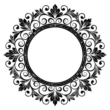 Zarif Dairesel Çiçek Çerçevesi, Süslü Vintage Sınır Tasarımı, Yalıtılmış Çiçeklerin Yuvarlak Vektör Çerçevesi