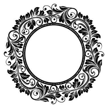 Zarif Dairesel Çiçek Çerçevesi, Süslü Vintage Sınır Tasarımı, Yalıtılmış Çiçeklerin Yuvarlak Vektör Çerçevesi