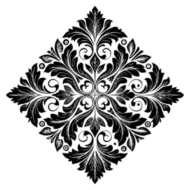 Klasik Barok Süslemesi, Zarif Çiçek Şam Dekoratif Element, Çiçeksel antika tarzı. Acanthus desenli yaprak girdap tasarım unsuru düğün dekorasyonu