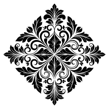 Klasik Barok Süslemesi, Zarif Çiçek Şam Dekoratif Element, Çiçeksel antika tarzı. Acanthus desenli yaprak girdap tasarım unsuru düğün dekorasyonu