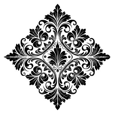 Klasik Barok Süslemesi, Zarif Çiçek Şam Dekoratif Element, Çiçeksel antika tarzı. Acanthus desenli yaprak girdap tasarım unsuru düğün dekorasyonu