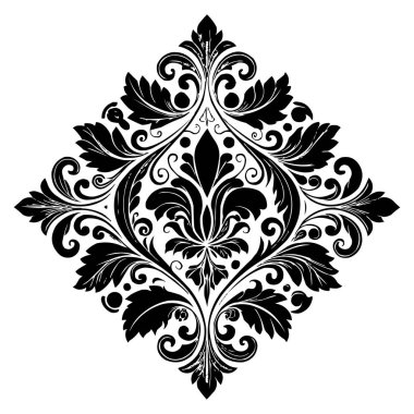 Klasik Barok Süslemesi, Zarif Çiçek Şam Dekoratif Element, Çiçeksel antika tarzı. Acanthus desenli yaprak girdap tasarım unsuru düğün dekorasyonu