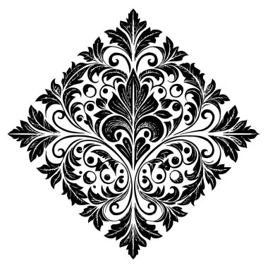 Klasik Barok Süslemesi, Zarif Çiçek Şam Dekoratif Element, Çiçeksel antika tarzı. Acanthus desenli yaprak girdap tasarım unsuru düğün dekorasyonu