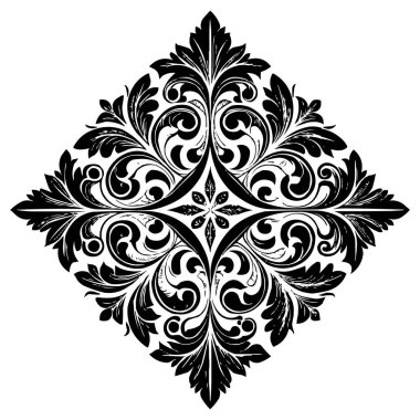 Klasik Barok Süslemesi, Zarif Çiçek Şam Dekoratif Element, Çiçeksel antika tarzı. Acanthus desenli yaprak girdap tasarım unsuru düğün dekorasyonu