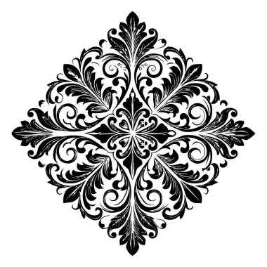 Klasik Barok Süslemesi, Zarif Çiçek Şam Dekoratif Element, Çiçeksel antika tarzı. Acanthus desenli yaprak girdap tasarım unsuru düğün dekorasyonu