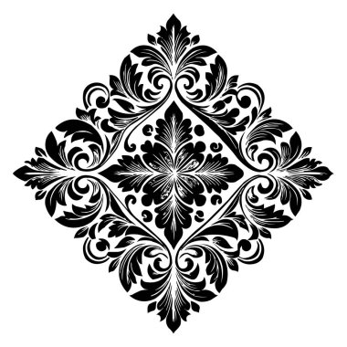 Klasik Barok Süslemesi, Zarif Çiçek Şam Dekoratif Element, Çiçeksel antika tarzı. Acanthus desenli yaprak girdap tasarım unsuru düğün dekorasyonu