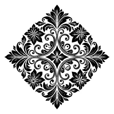 Klasik Barok Süslemesi, Zarif Çiçek Şam Dekoratif Element, Çiçeksel antika tarzı. Acanthus desenli yaprak girdap tasarım unsuru düğün dekorasyonu