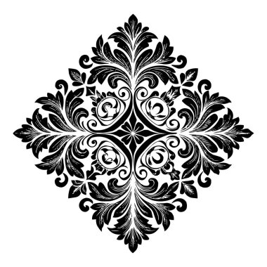 Klasik Barok Süslemesi, Zarif Çiçek Şam Dekoratif Element, Çiçeksel antika tarzı. Acanthus desenli yaprak girdap tasarım unsuru düğün dekorasyonu