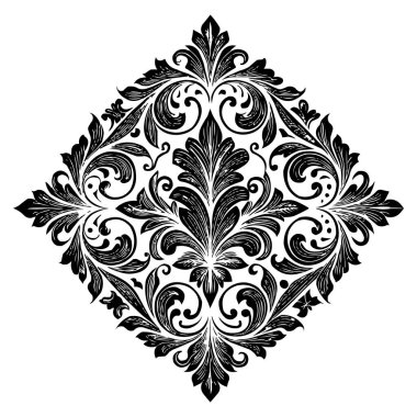 Klasik Barok Süslemesi, Zarif Çiçek Şam Dekoratif Element, Çiçeksel antika tarzı. Acanthus desenli yaprak girdap tasarım unsuru düğün dekorasyonu