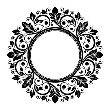 Zarif Dairesel Çiçek Çerçevesi, Süslü Vintage Sınır Tasarımı, Yalıtılmış Çiçeklerin Yuvarlak Vektör Çerçevesi