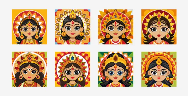 Durga Puja - Kawaii Durga Yüz Yazdırılabilir Grafik Tasarımı Festivaller İçin