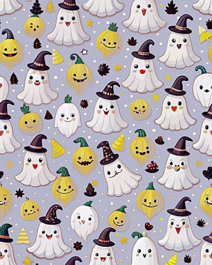 Güzel cadılar bayramı deseni. Çizgi film arkaplanlı el çizimi çizimi.