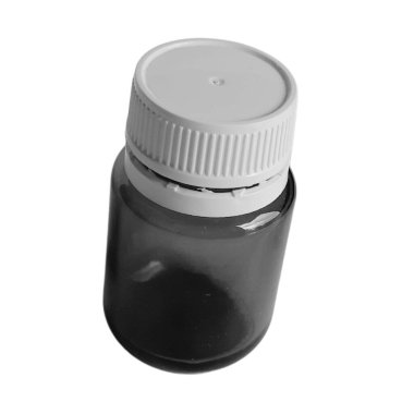 En iyi ilaç şişesi, beyaz arka planda izole edilmiş boş ilaç şişesi.