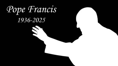 Jakarta, Endonezya - 21 Nisan 2025: Papa Francis öldü. Anma posteri. Kutsal Babamız öldü.