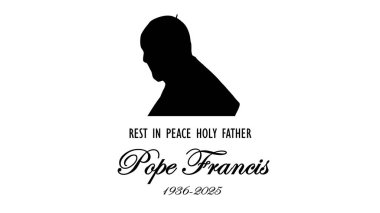 Jakarta, Endonezya - 21 Nisan 2025: Papa Francis öldü. Anma posteri. Kutsal Babamız öldü.