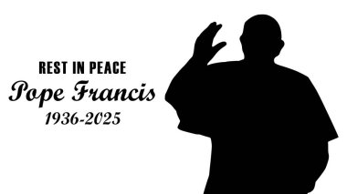 Jakarta, Endonezya - 21 Nisan 2025: Papa Francis öldü. Anma posteri. Kutsal Babamız öldü.