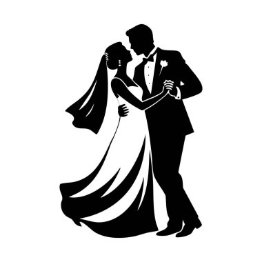 Romantik çift silueti vektör çizimi