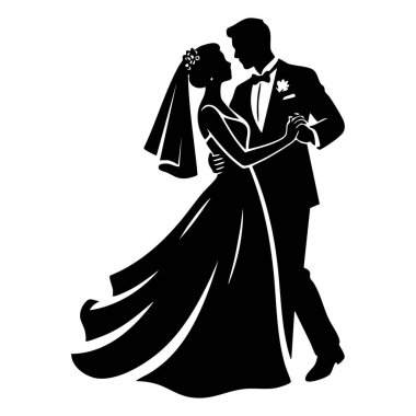 Romantik çift silueti vektör çizimi