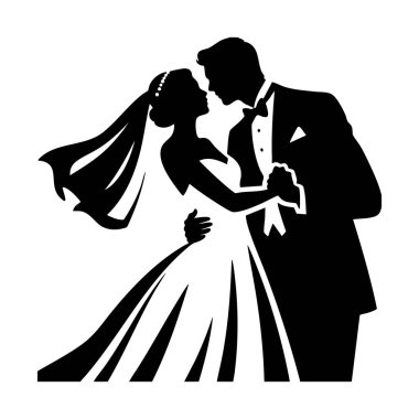 Romantik çift silueti vektör çizimi