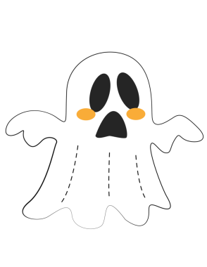 Hayalet çizgi filmi beyaz, vektör illüstrasyonunda izole edildi