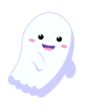 İzole edilmiş hayalet çizgi filmi Kawaii.