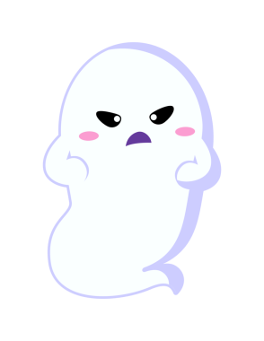 kawaii şirin hayalet çizgi film karakter vektör çizimi tasarımı